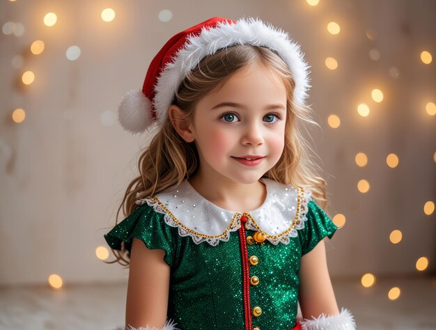 Photo a little girl wearing a santa hat with the words quot santa quot on it