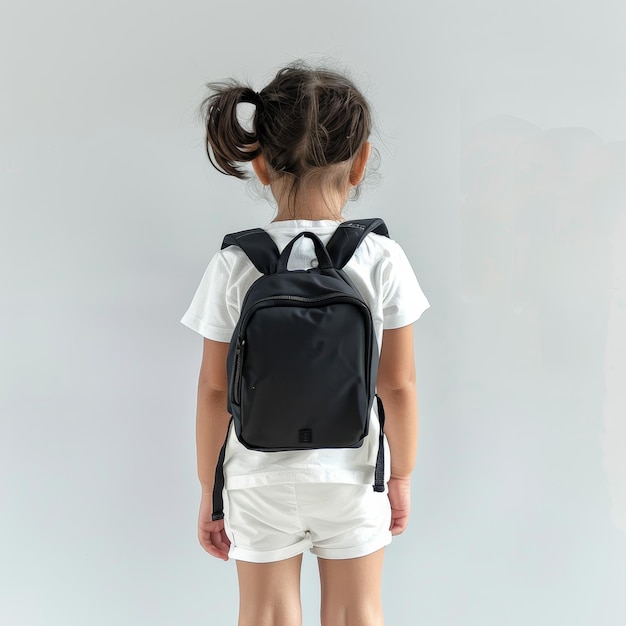 Photo a little girl with a backpack that says  a  on it