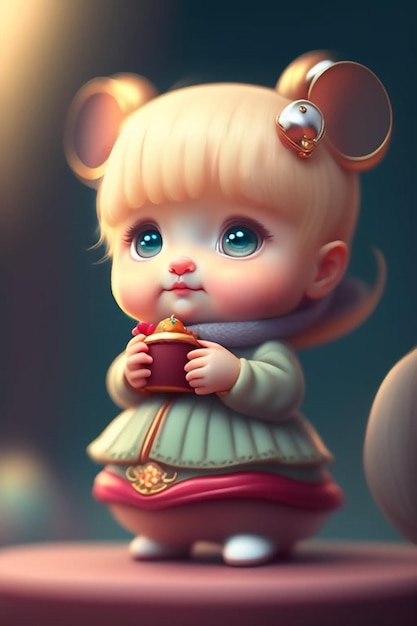 A little girl with a big blue eyes is holding a cup of tea.