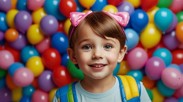 a little girl with a bow on her head is smiling