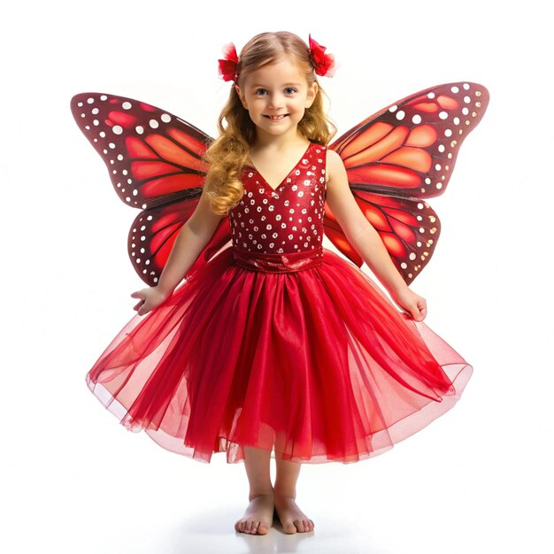 a little girl with a butterfly wings on her head