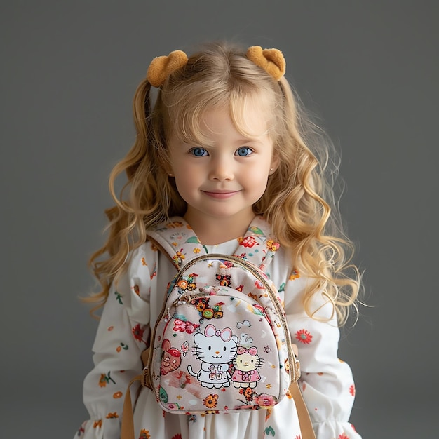 a little girl with a cat on her head