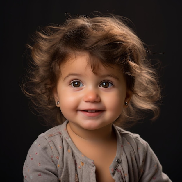 a little girl with curly hair smiles for the camera