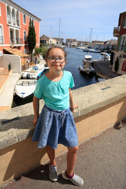 Little girl with down syndrome in Mediterranean city