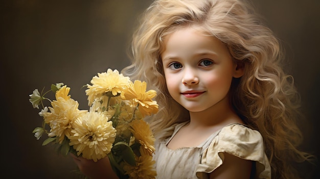 Little girl with flower