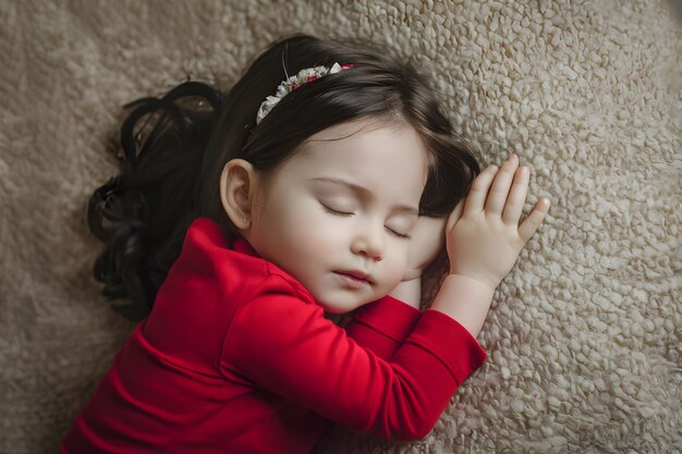 a little girl with a red shirt that says the word on it