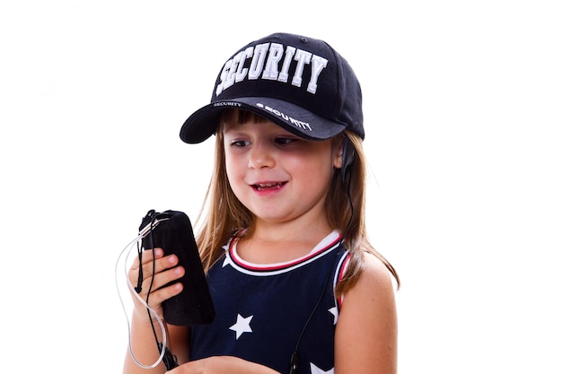 Little girl with security hat