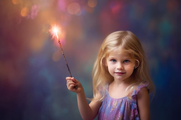 A little girl with a sparkler in her hand