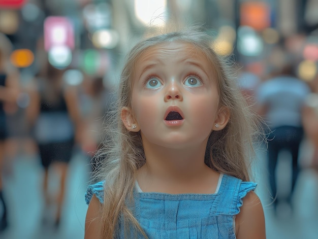 Photo a little girl with a surprised look on her face