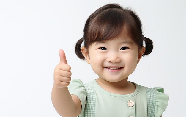 A little girl with a thumbs up sign that says " thumbs up ".