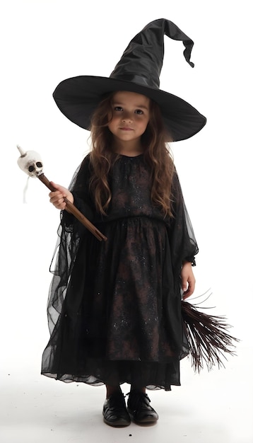 a little girl with a witch hat and a witch hat