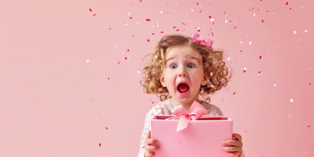 Photo little girls surprise confetti celebration