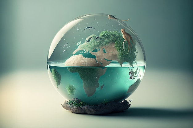 Little globe in s with the idea of saving the world