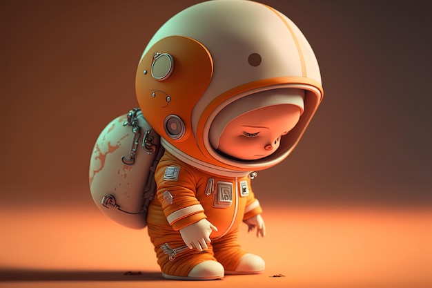 A little guy in a cartoon wearing an astronaut suit