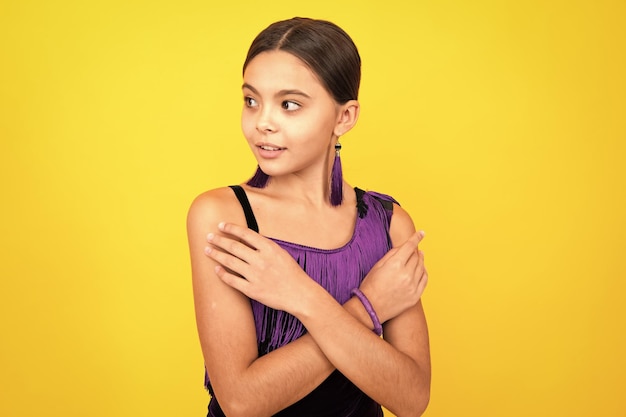 Little kid girl 1213 14 years old on isolated background Children studio portrait Emotional kids face