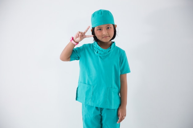 Little kid profession uniform as a nurse