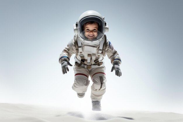 Little kid wearing spacesuit Cosmonaut concept Ai generated