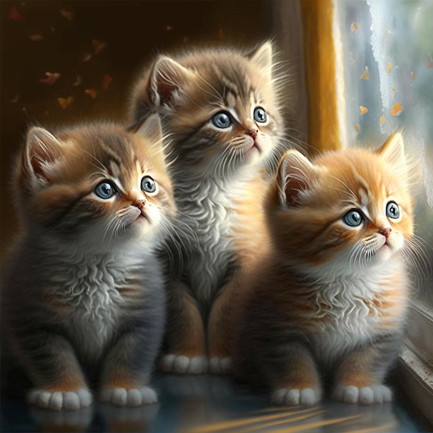 Little kittens beautiful picture picture Generative AI