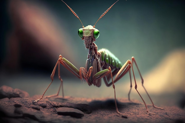 Little mantis ready to jump creative digital illustration animals insects