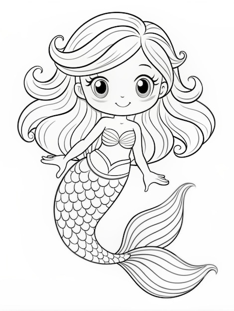 The little mermaid coloring page for children