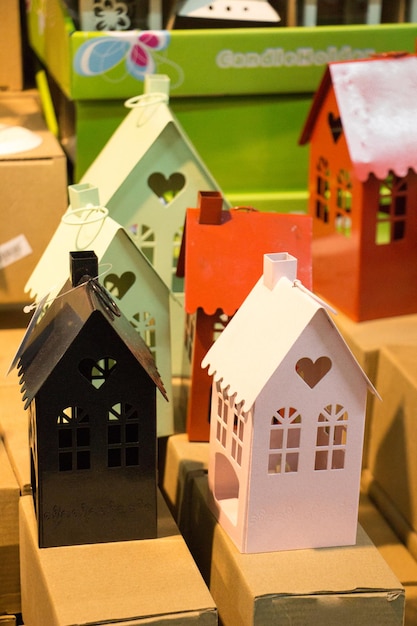 Little model house made of metal and its roof