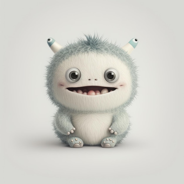 Little monster isolated on white background Ai generated