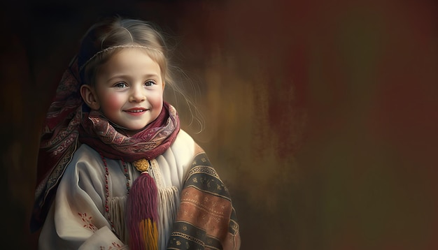 Little Nepalese girl illustration by generative AI