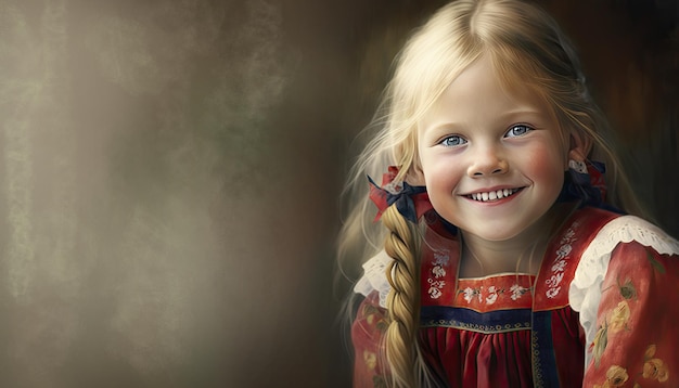 Little Norwegian girl illustration by generative AI