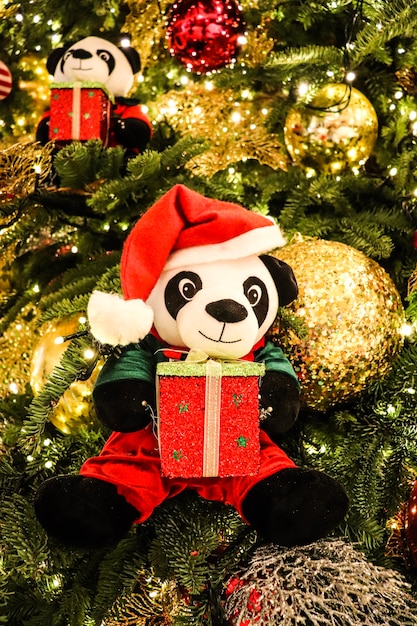 Little Panda on Christmas Tree