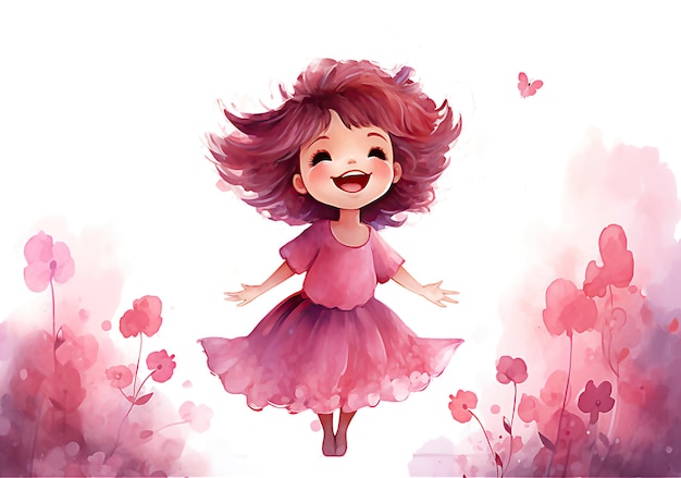 Little pink laughing fairy Post processed AI generated image