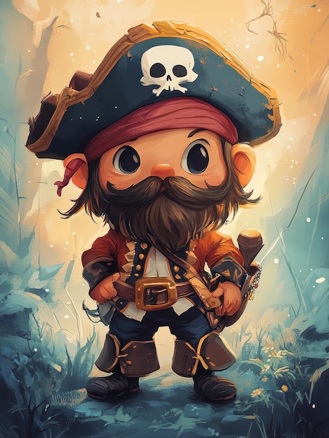 Photo a little pirate on an adventure