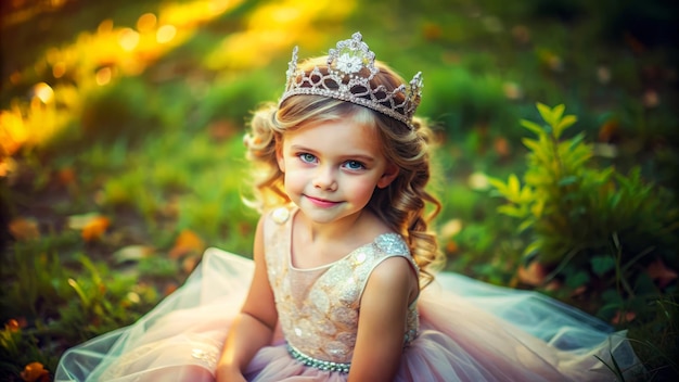 Photo little princess in the forest