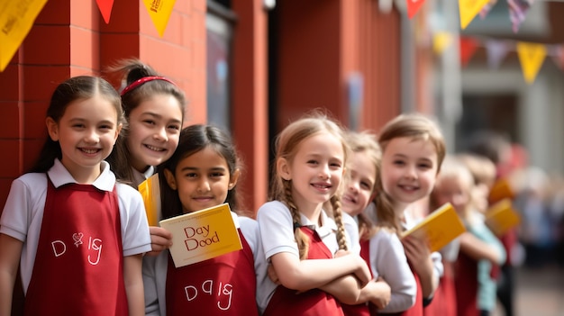 Little School Children Studying At Park