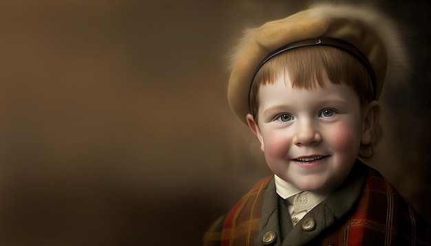 Little Scottish boy illustration by generative AI