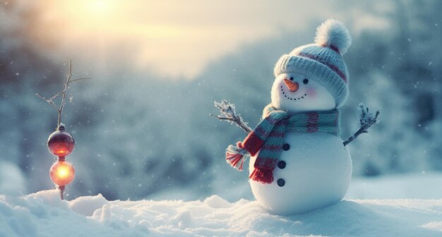 Little snowman in the snow