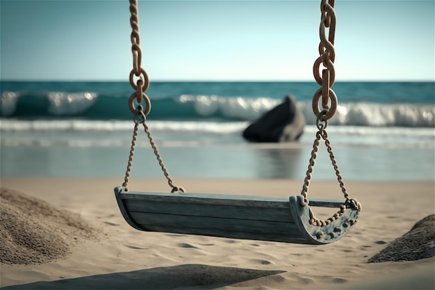 Little swing on the beach at a peaceful day in summer Generative AI