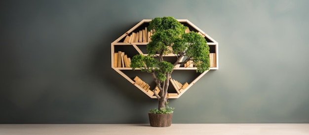 Little Tree Wooden Hexagon Shelf perfect for displaying books and decorations with plenty of copy