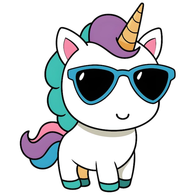 Photo little unicorn with sunglasses