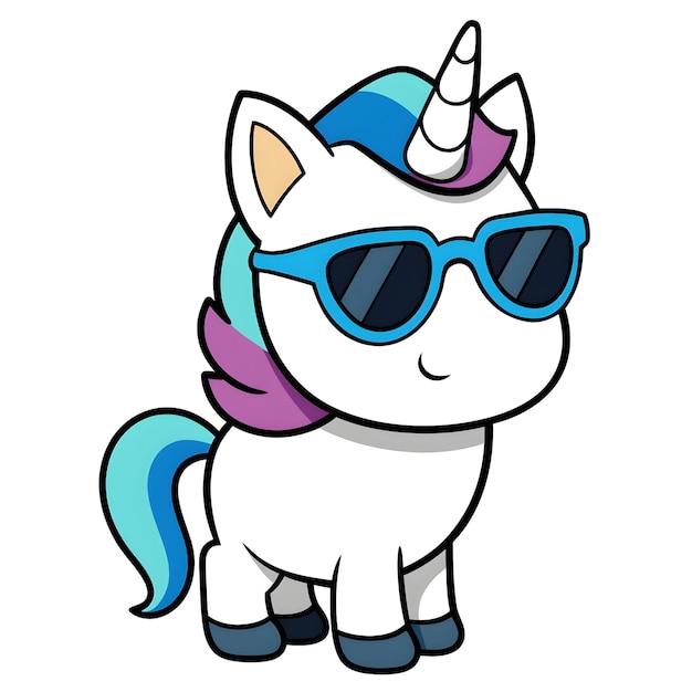 Photo little unicorn with sunglasses