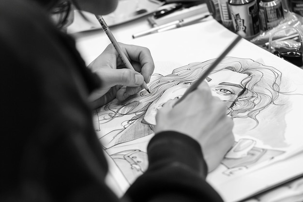 Photo live manga drawing sessions ar generative ai