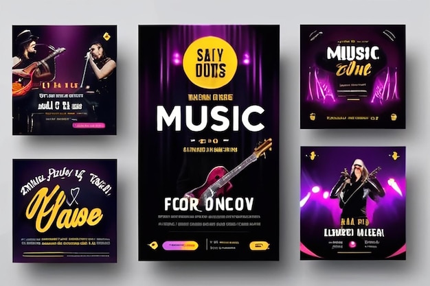 Live music concert banner template for social media post flyer and web banner