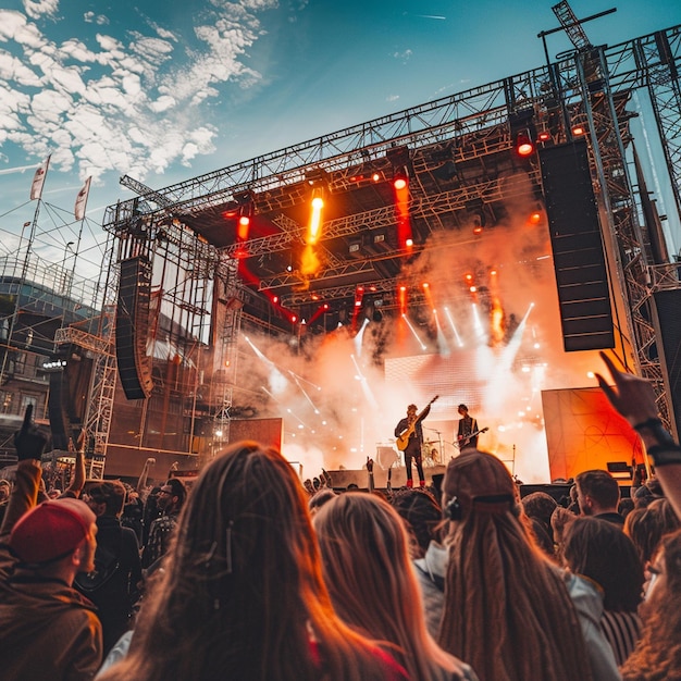 Live Music Festival Performance with Crowd on Stage