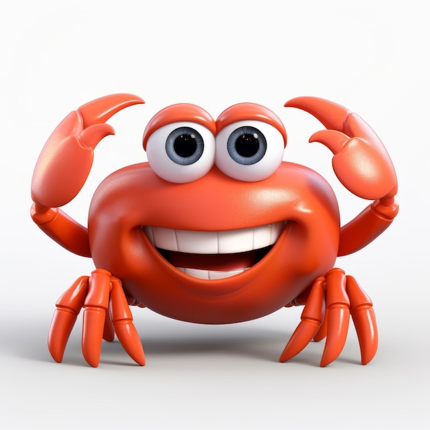 Photo lively 3d chibi crab closeup pixar animation on white background