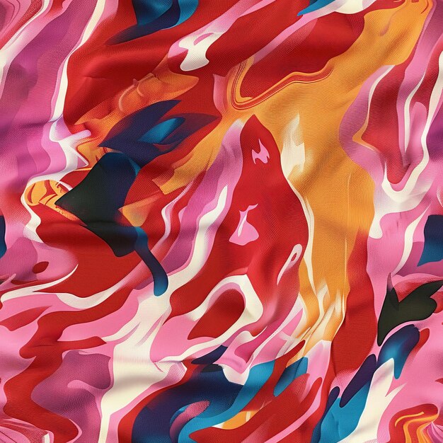 Photo a lively blend of crimson orange pink and blue flows across the canvas creating a mesmerizing abstract design that evokes feelings of energy and movement