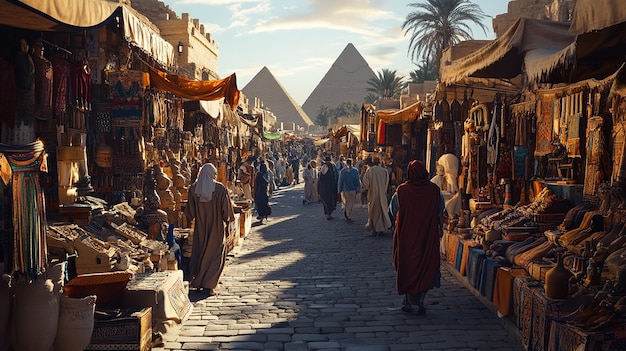 Lively Egyptian Market Near the Pyramids in Cairo