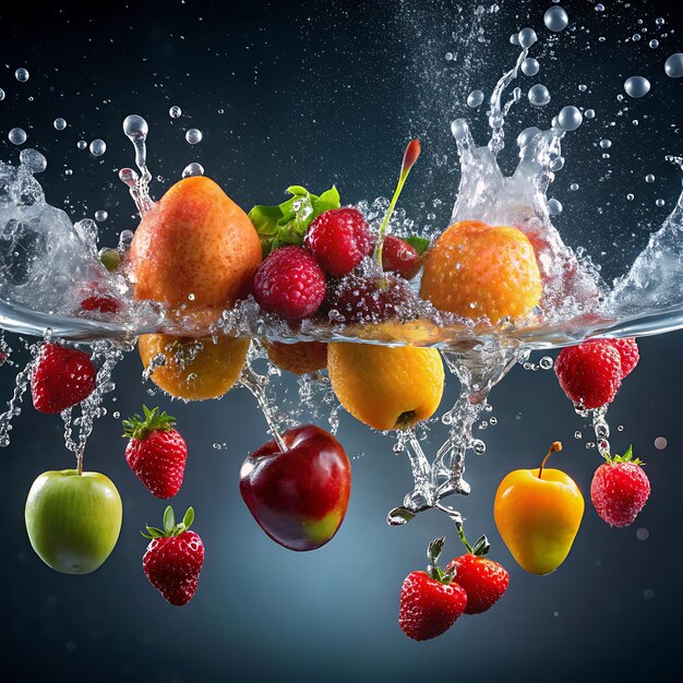 Photo lively fruit splash images for creative projects