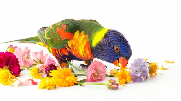 Lively Lorikeet Hues on White Background