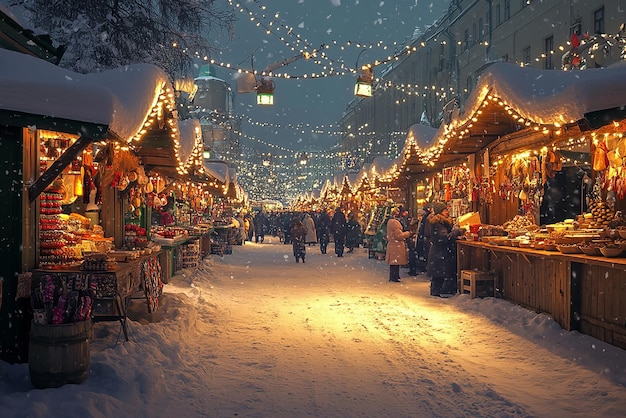 Lively Russian Market in Winter in Moscow Russia