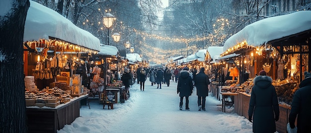 Lively Russian Market in Winter in Moscow Russia