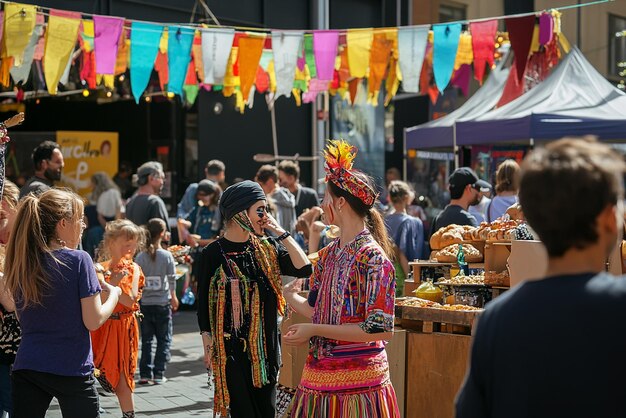 Photo lively street festival celebrating cultures